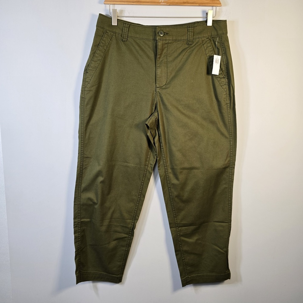Old Navy High Rise OG Pants Size L Conifer Olive Green Womens Pockets NWT